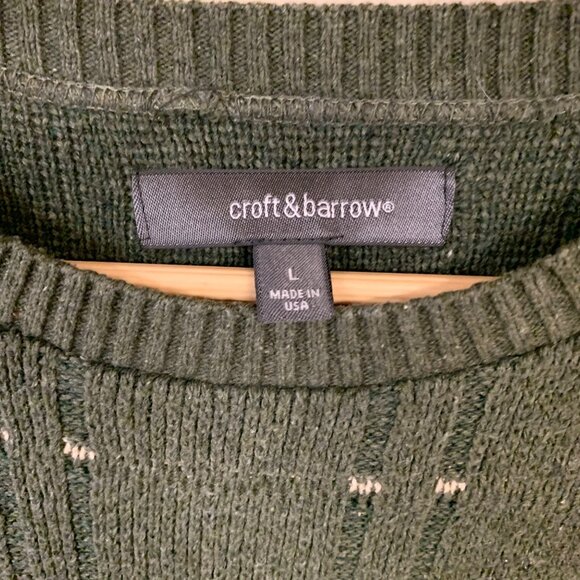 Croft & Barrow Mens Green Knit Sweater L Made In USA - Picture 3 of 4